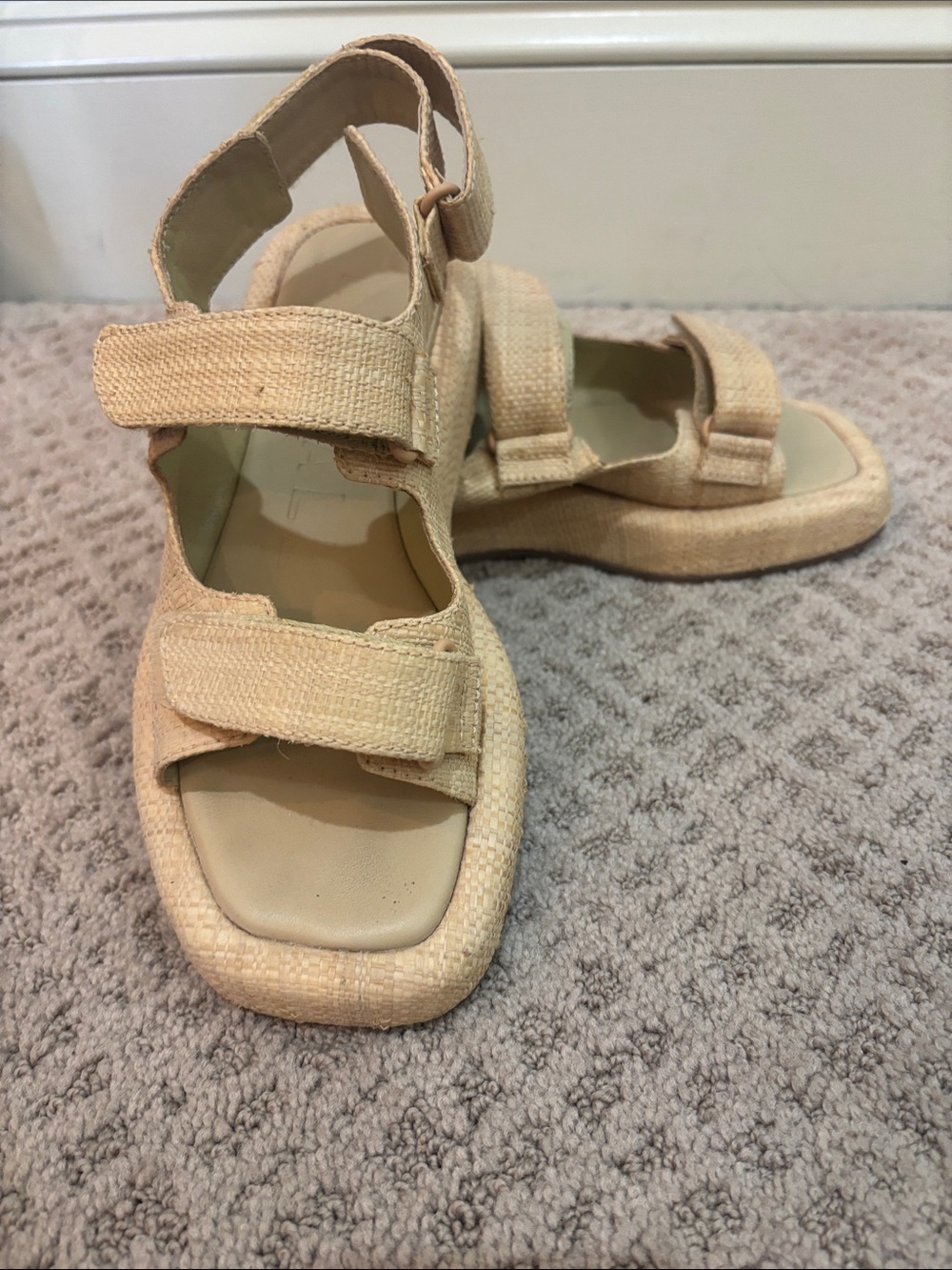 Loeffler Randall Beige Kids Strappy Hook-and-Loop Sandals